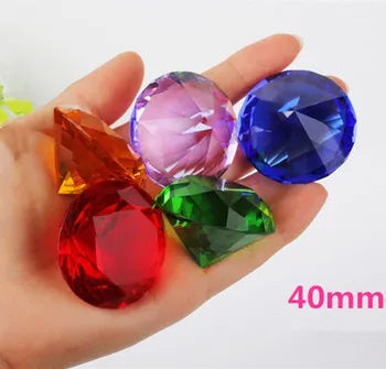 40mm 1pcs spalva Crystal Clear Diamond Cut Stiklo Papuošalai Kristalų Prespapjė Vestuvių Dekoravimas Namų Stiklo Diamond vaikų dovanų