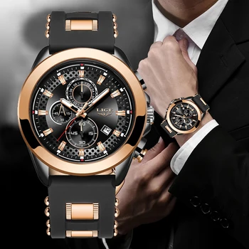Relogio Masculino Naujas Mados Žiūrėti Vyrų LIGE Top Brand Sporto Laikrodžiai Mens Silikoninis Vandeniui Kvarcinis Laikrodis Karinės WristWatc