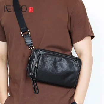 AETOO Vyrų odos krepšys, madingi pečių maišą, pirmas sluoksnis odos vyriški laisvalaikio krepšys