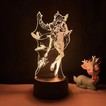 Karšto Žaidimas Genshin Poveikio 3D Led Nakties Šviesos Vaikas Anime Pav Shenhe Miegamasis Saulėlydžio Akrilo Lempos Dekoras Vaikų Iliuzija Dovana