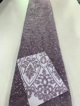 Violetinė Naujausią Rankų Darbo Zawalcowany Prancūzijos Nėrinių Audinys, Siuvinėjimo Afrikos Akių Blizgančiais Nėrinių Audiniai Vestuvinė Suknelė