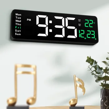 1pc Elektroninių Sieninis Laikrodis Su Temperatūros Skaitmeninis Laikrodis, Modernus Didelis Sieninis Laikrodis su Kalendoriaus Rodymas 16in