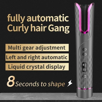 Belaidžio Automatinė Hair Curler Elektrinės Keraminės Kaitinimo Garbanoti Geležies USB Įkrovimo Auto Sukasi Namų Nešiojamų Plaukų Formavimo Priemonė
