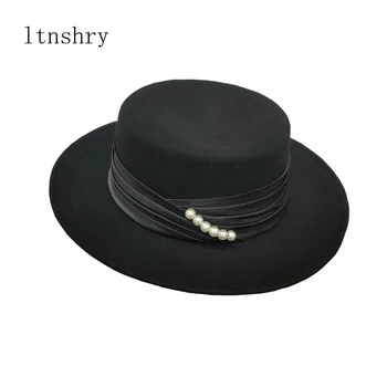 2021 prekės Rudens Žiemos Vilna Vairininko Flat Top Hat Moterų Manė, Platus Kraštų Fedora Skrybėlę Džiazo Bžūp Klasikinis Melonik Top Hat