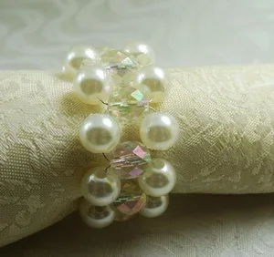 white pearl zawalcowany apdailos servetėlių žiedas, servetėlių laikiklis vestuvių