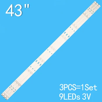 830mm 3Pcs x LED Apšvietimo Juosteles, 9-šviesos Diodai (MS-L1143 V2 A3 114-117LM 3.0-3.2 V 19WR