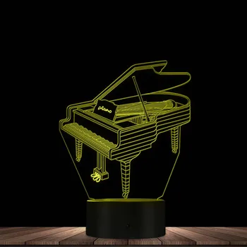 Fortepijonui 3D Vaizdo Nakties Šviesos Stalo Lempa Muzikos instrumentų Dekoratyvinės Lempos Lentelė Šviesos Pianistas Kambarys, LED Apšvietimas, Dekoro Dovana Jai