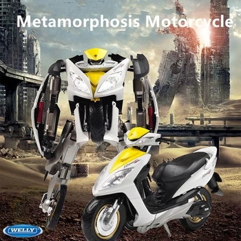 Welly Lydinio Deformuojamieji Robotas Motociklo Modelis, Modeliavimas Metalo Žaislas Motociklas Tampa Robotas, Mokslinės Fantastikos Modelis Berniukas Vaikams Dovanos