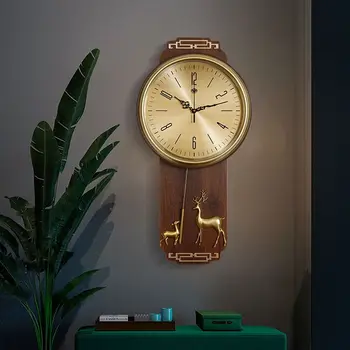Naujas Kinų stiliaus laikrodis sieninis laikrodis namie paprastu būdu Kinų stiliaus kūrybos Šiaurės atmosfera sienos kabo šviesos prabangus laikrodis