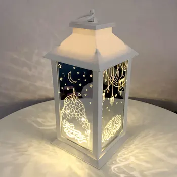 Musulmonų Ramadano Festivalis Dekoratyvinių Lempų Led Vėjo Žibintų Eid Mubarakas Namų Dekoro 3D Naktį Šviesos Vaikams Dovanų Miegamojo Puošimas
