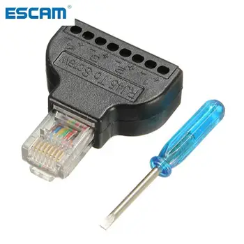 ESCAM 1Pc RJ45 Ethernet Vyrų ir 8 Pin AV Gnybto Varžtas Adapteris Keitiklis Bloko Kištuko VAIZDO Priedai
