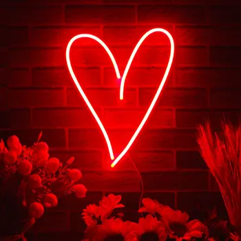 Širdies Neoninis Ženklas Rožinė LED Neon Apšvietimas, Miegamojo USB Lydymosi Širdies Neoninės Šviesos Ženklas, Sienų Dekoras Namuose, Vaikų Kambario Gimtadienio