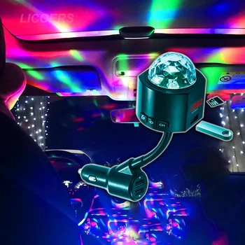 Automobilio Įkroviklis, 3 USB, Bluetooth, MP3 Grotuvas, DJ RGB Mini Spalvinga Muzikos Garso LED USB-C Atmosfera Lempos laisvų Rankų įrangą Greitai Adapteris