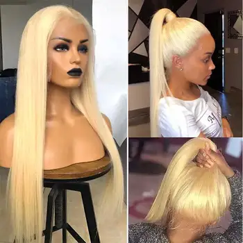 Visiškai Lace Perukai Moterims, Aukštos Kokybės Žmogaus Plaukus 613 Blond 180 Tankis Tiesiai Skaidrus Brazilijos Prieš Nupeštos Žmogaus Plaukų Perukai