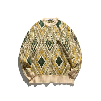Derliaus Puloveriai Vyrų Megztinis Žiemą Šiltas Megztiniai Striukė Streetwear Retro Japonų Stiliaus Plati Drabužiai
