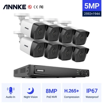 ANNKE 5MP FHD POE Vaizdo Stebėjimo Sistemos 8CH H. 265+ 6MP NVR Diktofonas 5MP Apsaugos Kameros Garso Įrašymo 5MP PoE Ip camera