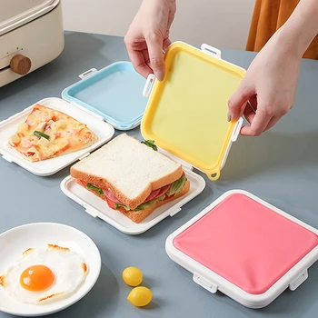 Nešiojamų Sumuštinis Su Skrudinta Duona Bento Box Daugkartinio Naudojimo Silikoninės Sumuštinių Dėžutė Eco-Friendly Pietūs, Maisto Konteineryje Microwavable Indai