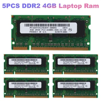 5VNT 4GB DDR2 Laptopo Ram 800Mhz PC2 6400 SODIMM 2RX8 200 Kaiščiai AMD Nešiojamas Atminties