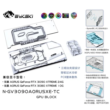Bykski N-GV3090AORUSXE-TC Dual Aktyvus Aušinamas GPU Backplate Blokas GiGabyte AORUS RTX3080 3090 XTREME,du kartus VGA Vandens Aušintuvas