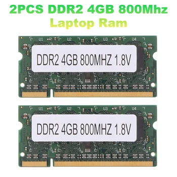 2VNT DDR2 4GB 800Mhz Laptopo Ram PC2 6400 2RX8 200 Smeigtukai SODIMM AMD Nešiojamas Atminties
