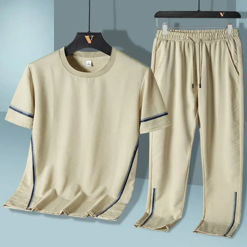 Rinkiniai Vyrams, Dviejų dalių Komplektas Kratinys marškinėliai Plati Mados Pants Gražus Paaugliams Japonijos Stilingas Atsitiktinis Vasaros korėjos Kostiumai T49